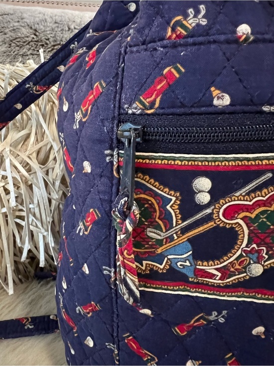 Vintage VERA BRADLEY Giolf Navy Backpack Sling USA Drawstring Red Blue Quilted main image 8